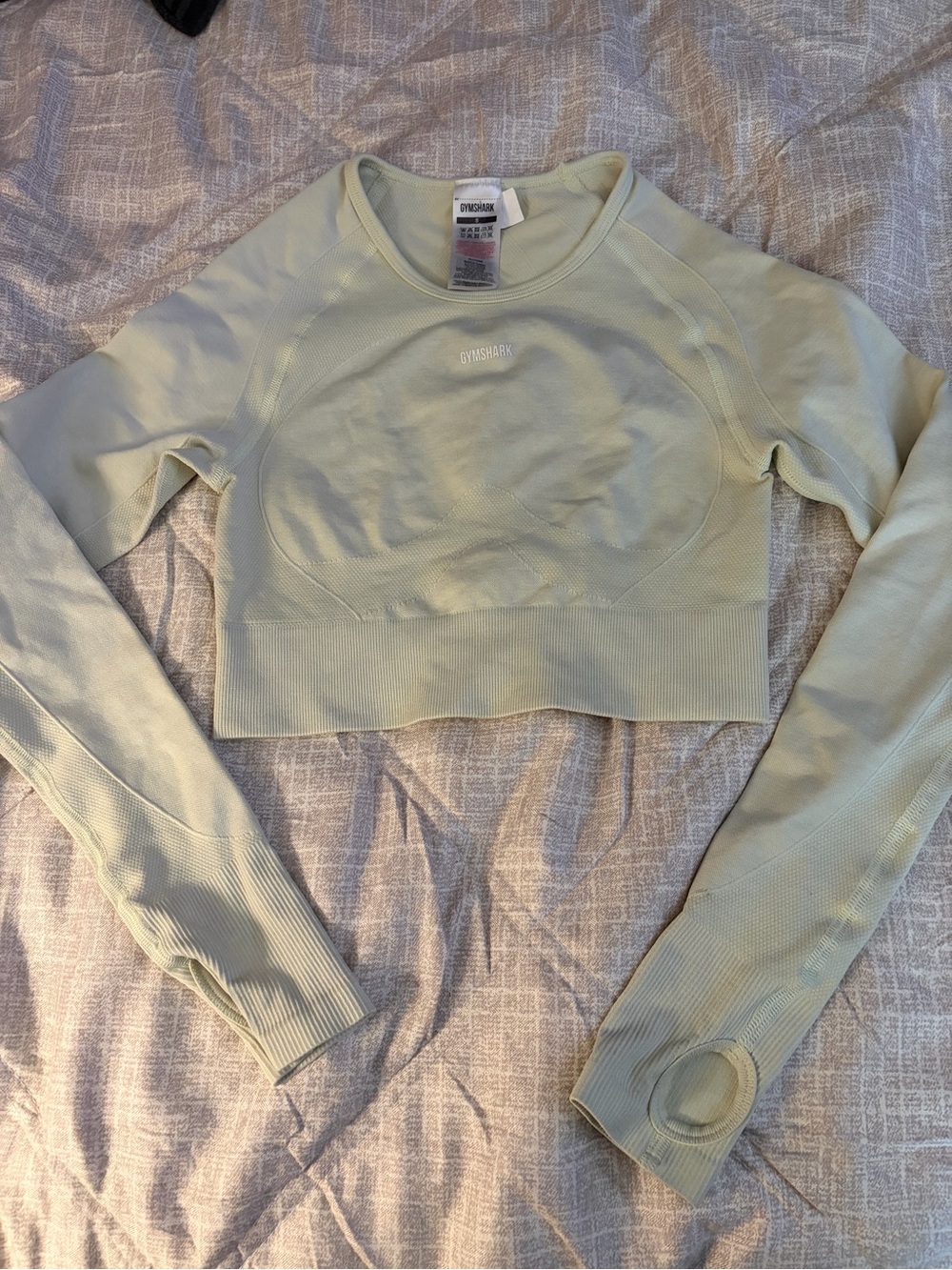 Gymshark Light Sage Long Sleeve Cropped Seamless Top